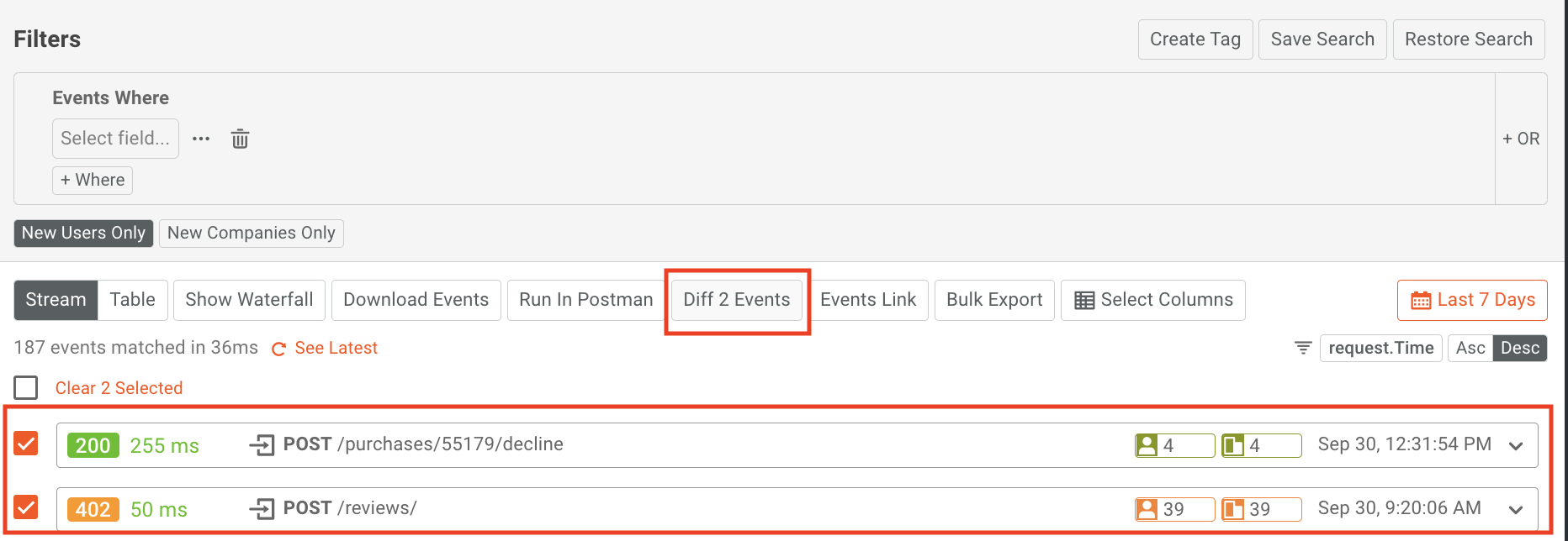 Diff-Events