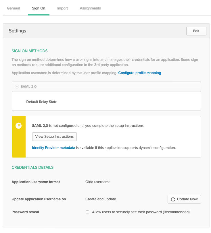 Sign-on Settings