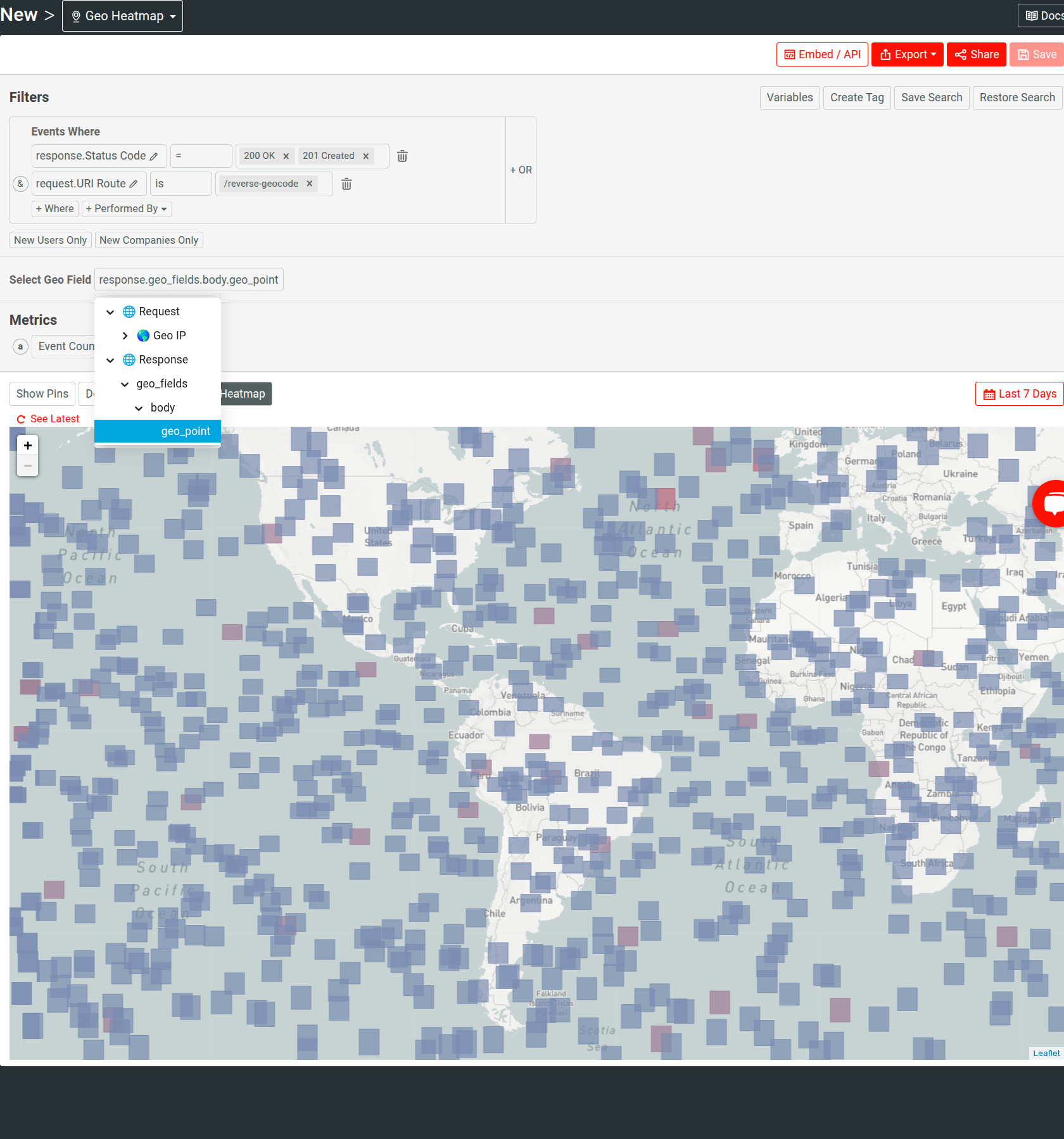 Selecting a GeoJSON field.